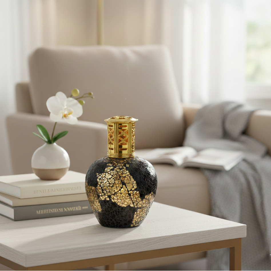 Lámpara Catalítica Mosaico Dorado y Negro