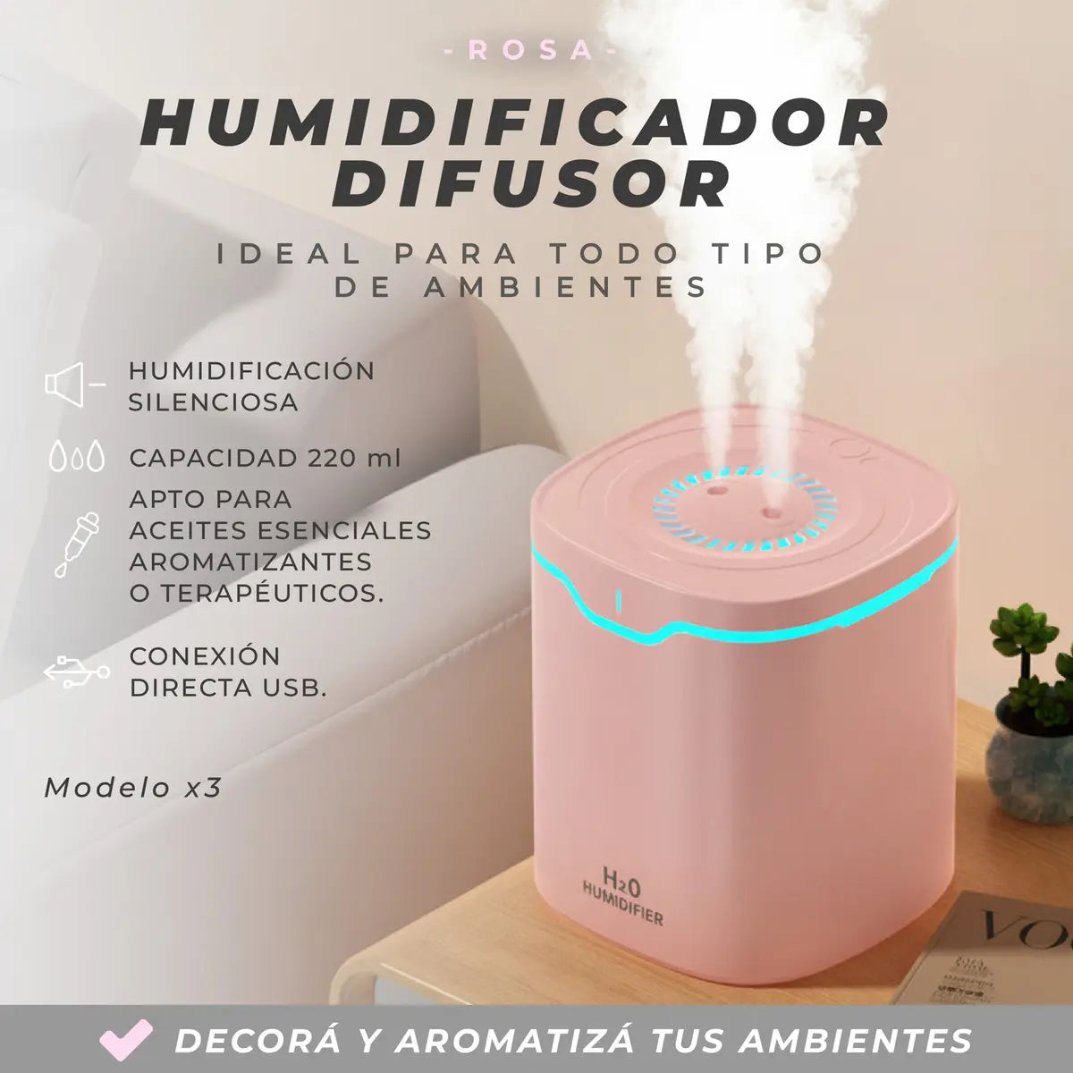 Difusor Humidificador Aromaterapia Ultrasónico 2l